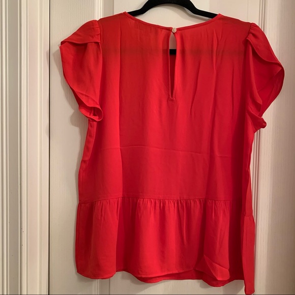 LOFT Tulip Sleeve Peplum Top Red Small - Picture 4 of 11